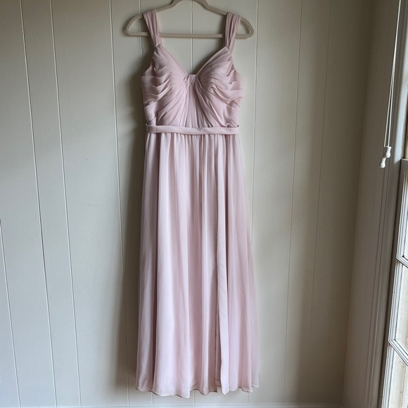 Azazie Dresses & Skirts - Azazie Evie Blushing Pink Maxi Bridesmaid Wedding Dress Sz 8